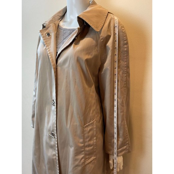 London Fog Womens Hooded Trench Mac Coat 572236SC Buckle Front Cream Size Large - Picture 4 of 7